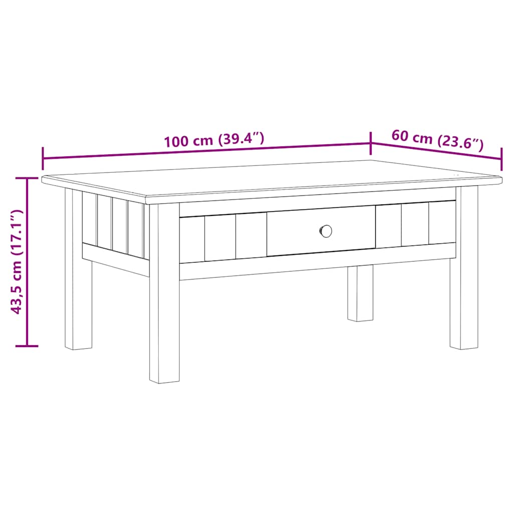 Coffee Table | White & natural wood | Solid Pine Wood | Storage