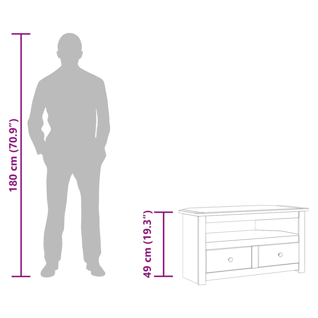 Corner Tv Cabinet | White and natural wood | Solid pinewood | Medium