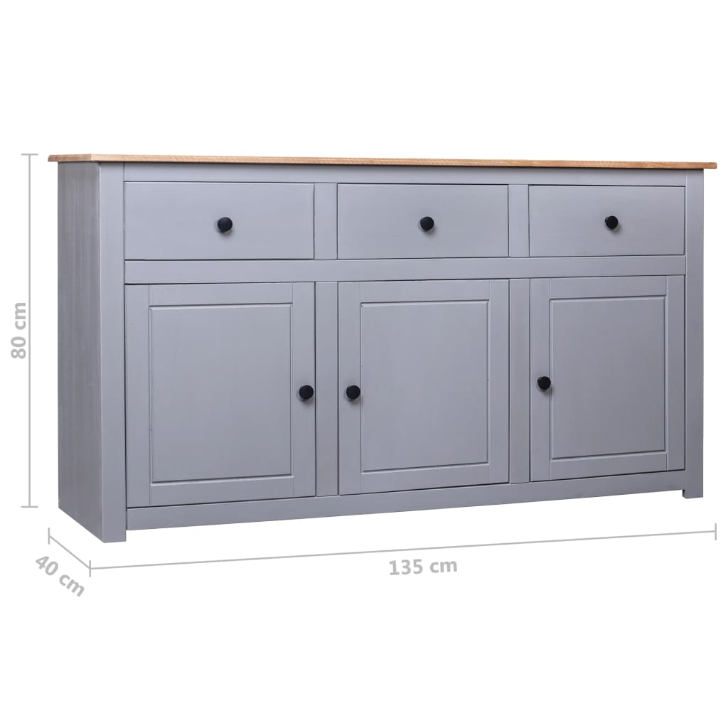Sideboard | Grey and natural wood | Solid pinewood | Large | Sideboard