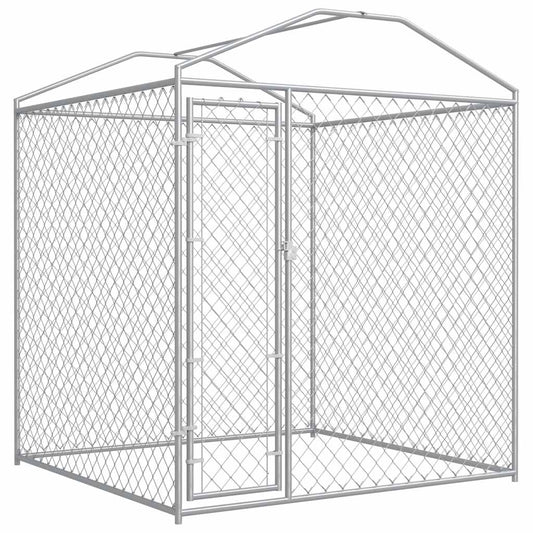 Dog Kennel | Silver | Galvanised Steel, Polyethylene | Large | Durable