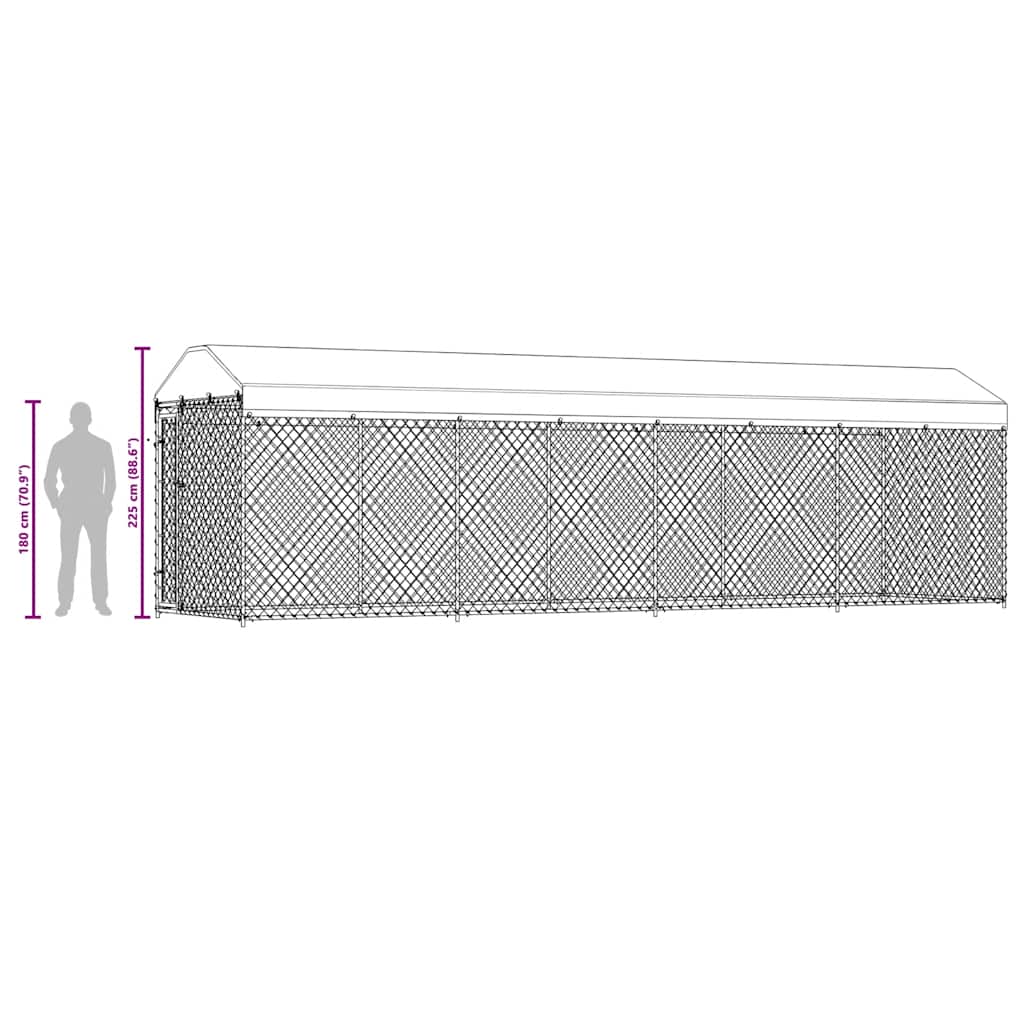 Dog Kennel | Silver | Galvanized Steel | Large | Outdoor Dog Kennel