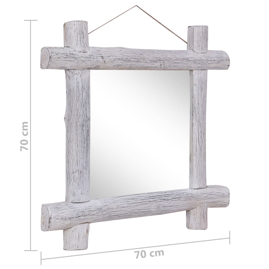 Mirror | White | Reclaimed wood, Glass | 70x70 cm | Decorative Inlays