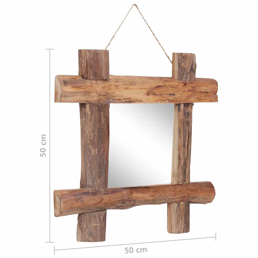Mirror | Natural | Recycled Teak Wood | 50x50 cm | Decorative Inlays