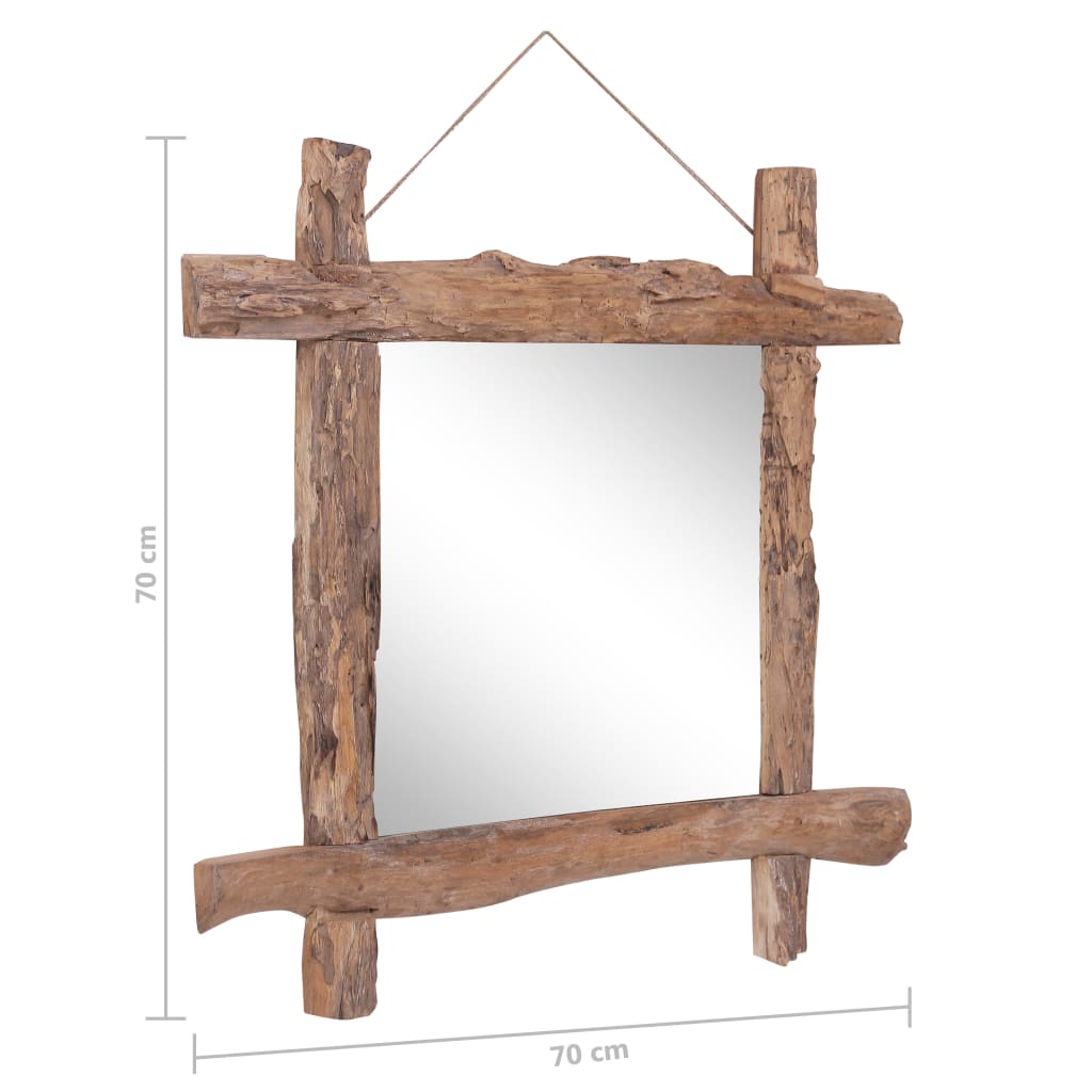 Mirror | Natural | Recycled Teak Wood | 70 cm | Decorative Inlays