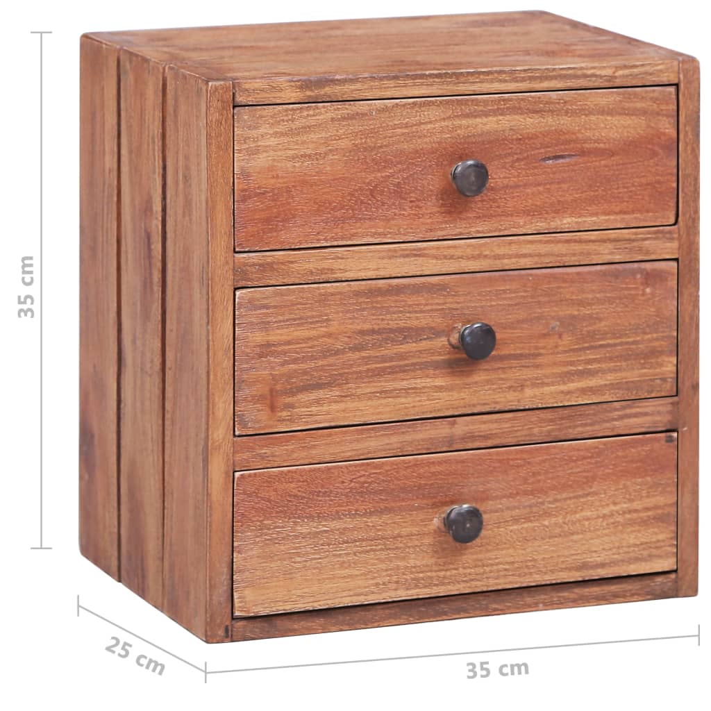 Bedside Cabinet | Natural Mahogany | Mahogany Wood | 35x25x35 cm