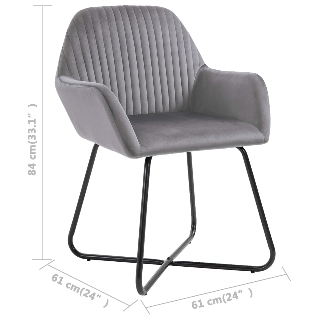 Dining Chairs 6 pcs Gray Velvet