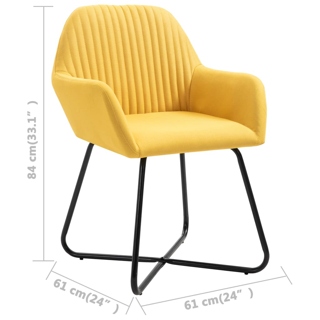 Dining Chairs 4 pcs Yellow Fabric