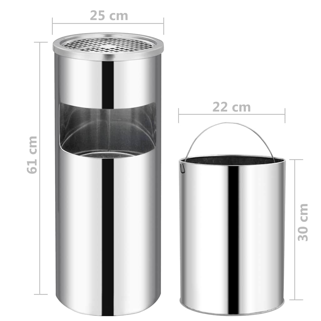 Ashtray Dustbin 30 L Stainless Steel