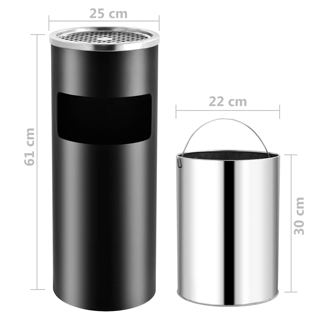 Ashtray Dustbin 30 L Steel Black