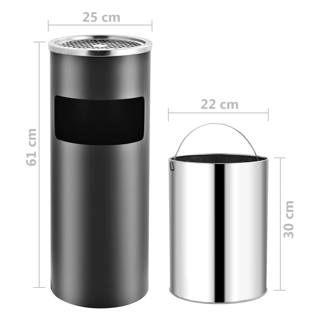 Ashtray Dustbin 30 L Steel Grey