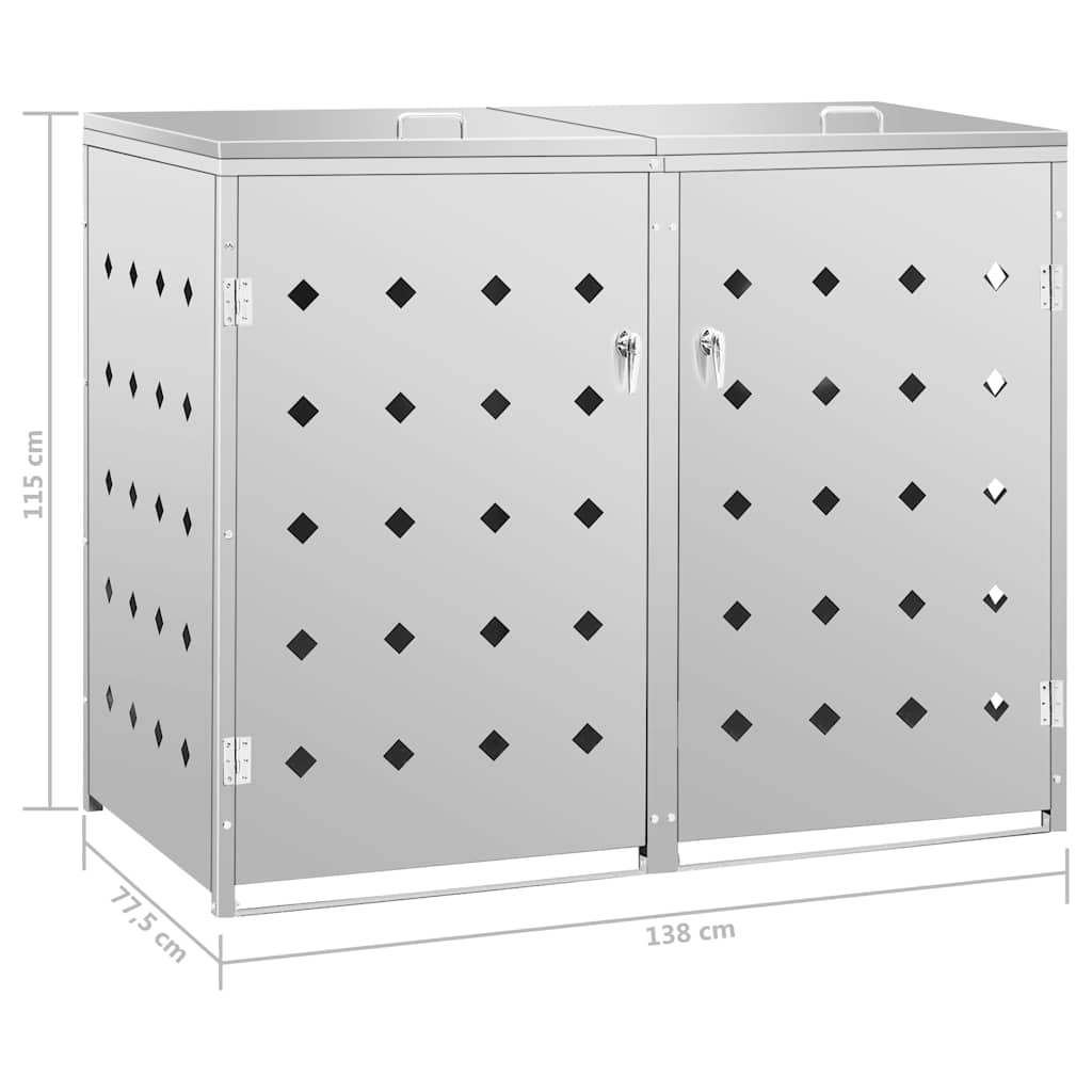 Double Wheelie Bin Shed 240 L Stainless Steel