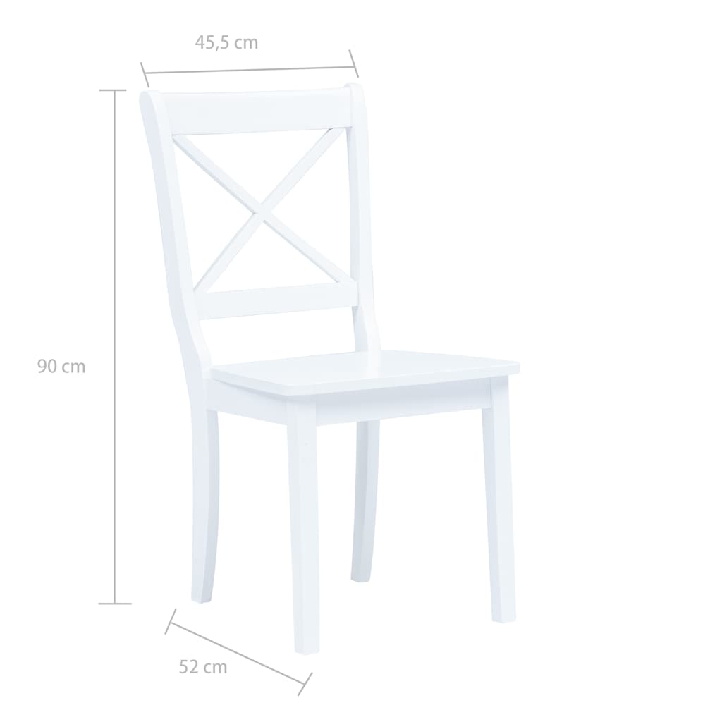 Dining Chair | Set of 6 | White | Solid rubber wood | Standard