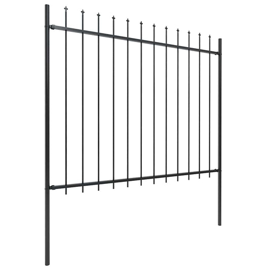 Garden Fence with Spear Top Steel 1005x150 cm Black