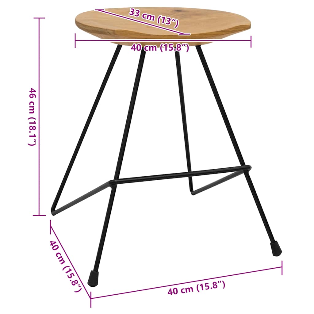 Stool | Natural | Solid Teak Wood | Compact | Sturdy | Stool | Round