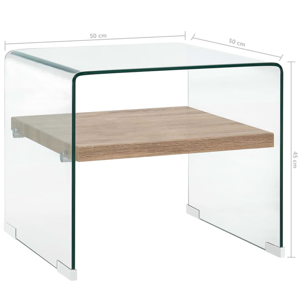 Coffee Table | Clear and oak | Tempered safety glass and MDF | Compact