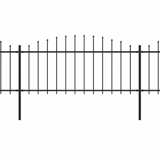 Garden Fence with Spear Top Steel 1673x75 cm Black