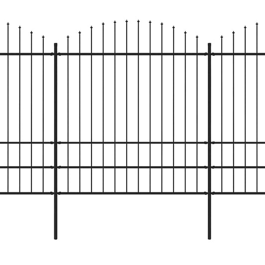 Garden Fence with Spear Top Steel 1005x200 cm Black