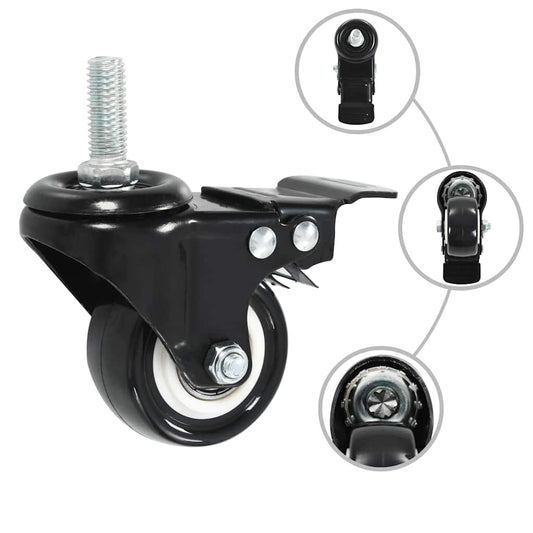 16 pcs Swivel Casters with Brakes 50 mm