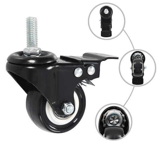 32 pcs Swivel Casters with Brakes 50 mm