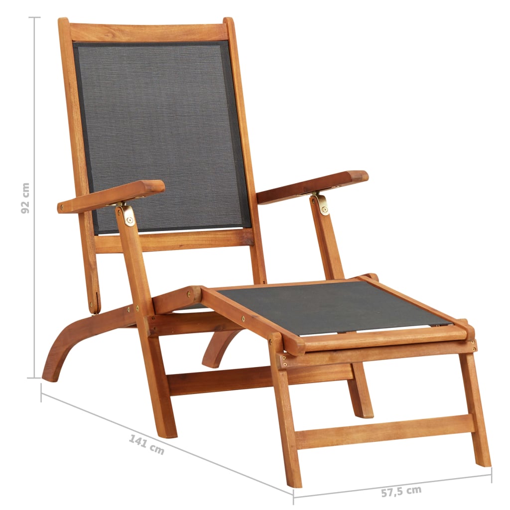 Deck Chair | Black | Acacia wood | Standard | Ergonomic | Deck Chair