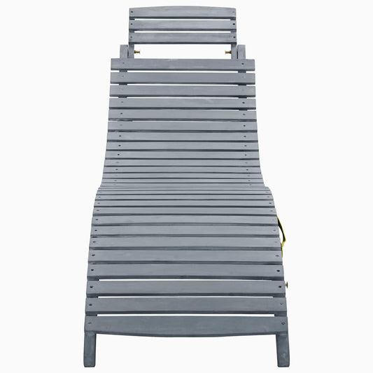 Sun Lounger Grey Wash Solid Acacia Wood