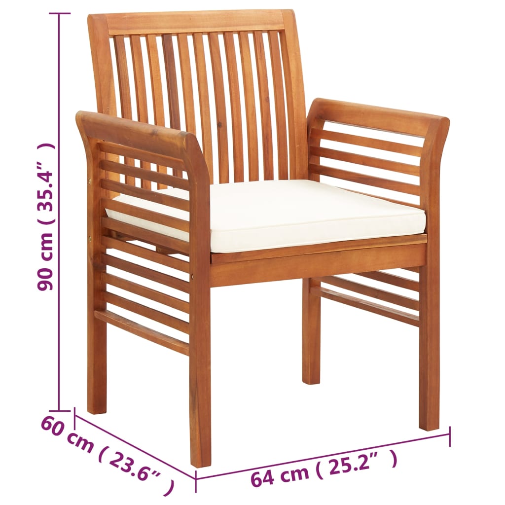 Patio Dining Chairs with Cushions 2 pcs Solid Acacia Wood