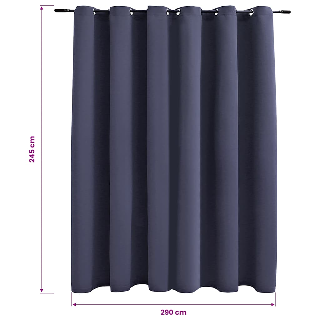 Blackout Curtain with Metal Rings Anthracite 290x245 cm