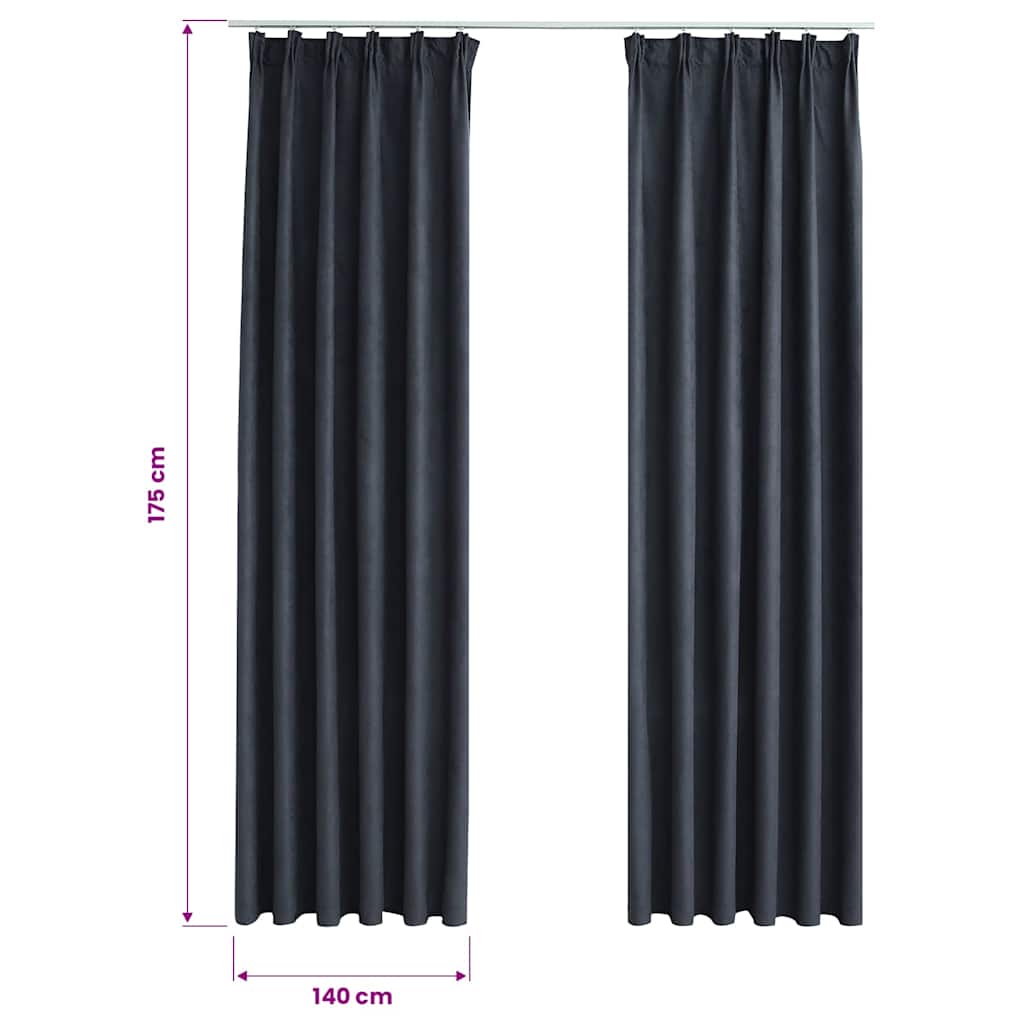 Blackout Curtains with Hooks 2 pcs Anthracite 140x175 cm