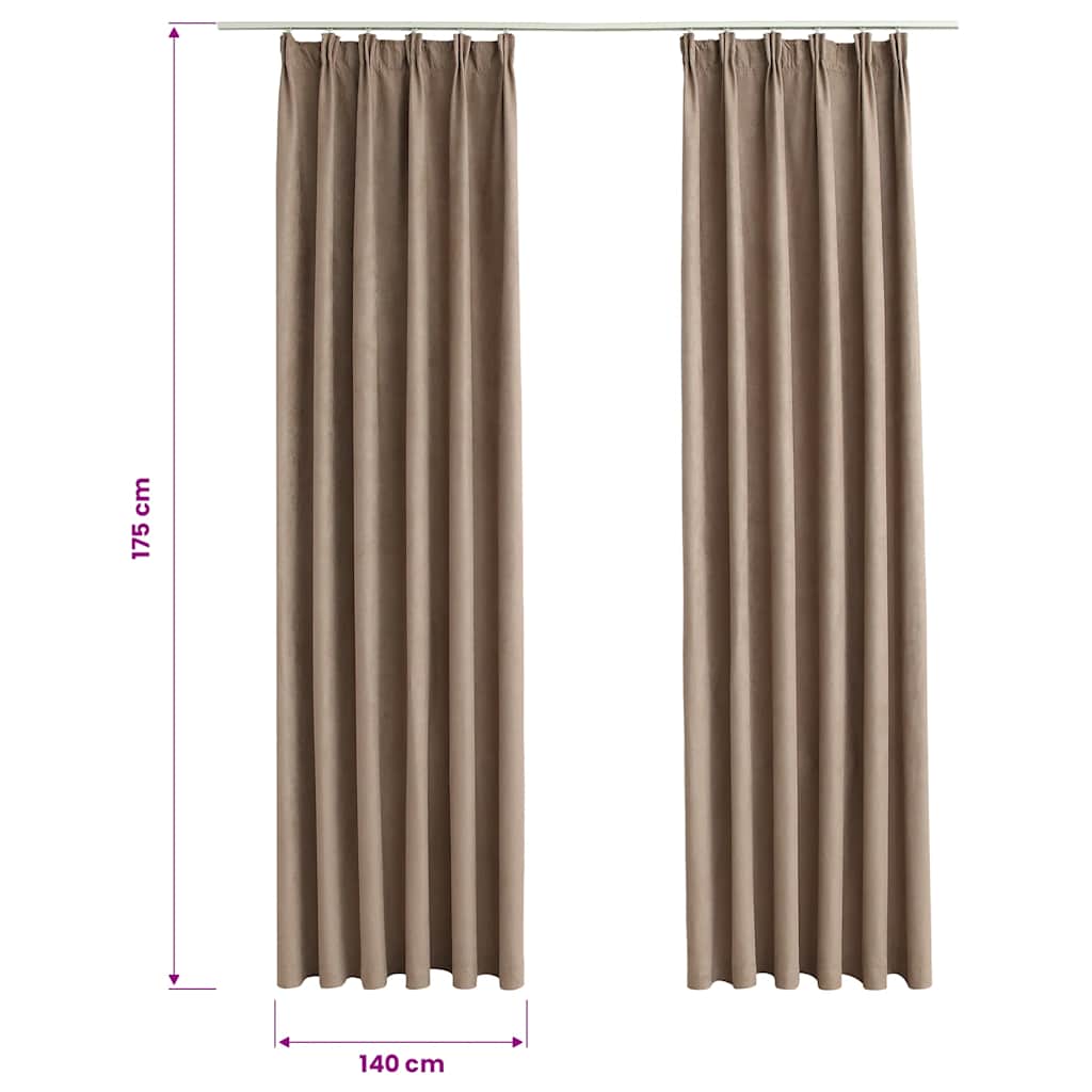 Blackout Curtains with Hooks 2 pcs Taupe 140x175 cm