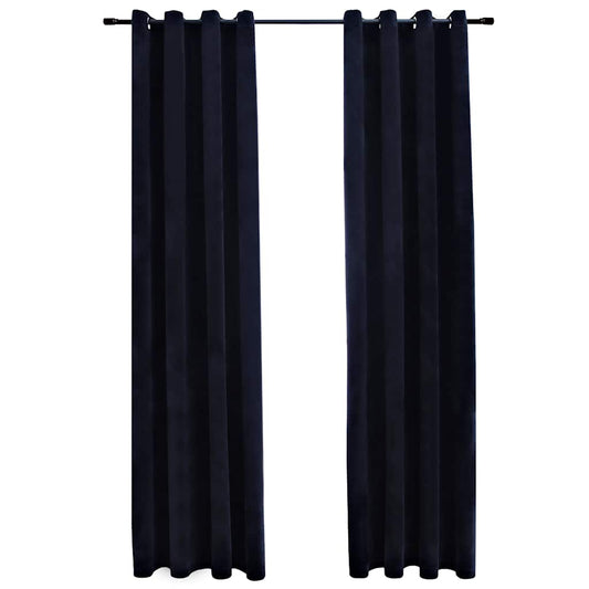 Blackout Curtains with Rings 2 pcs Velvet Black 140x245 cm