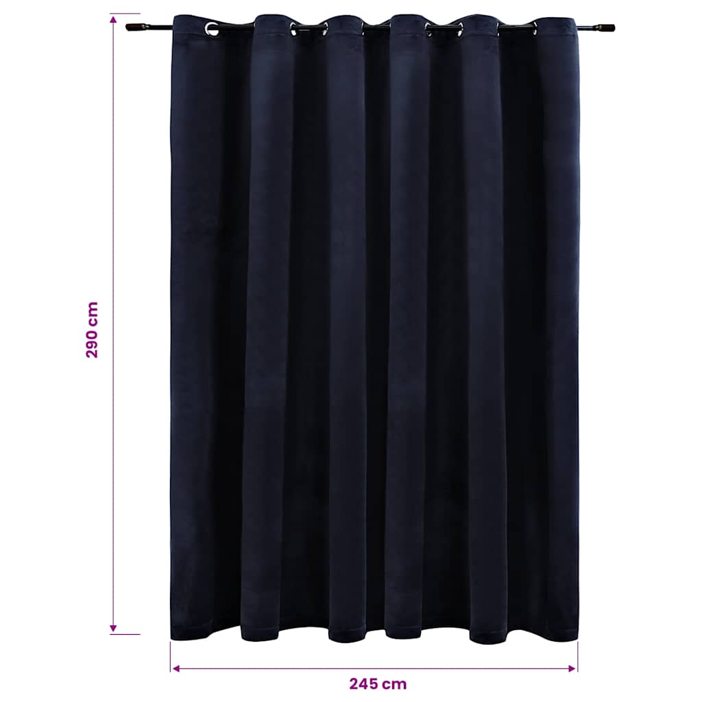Blackout Curtain with Metal Rings Velvet Black 290x245 cm
