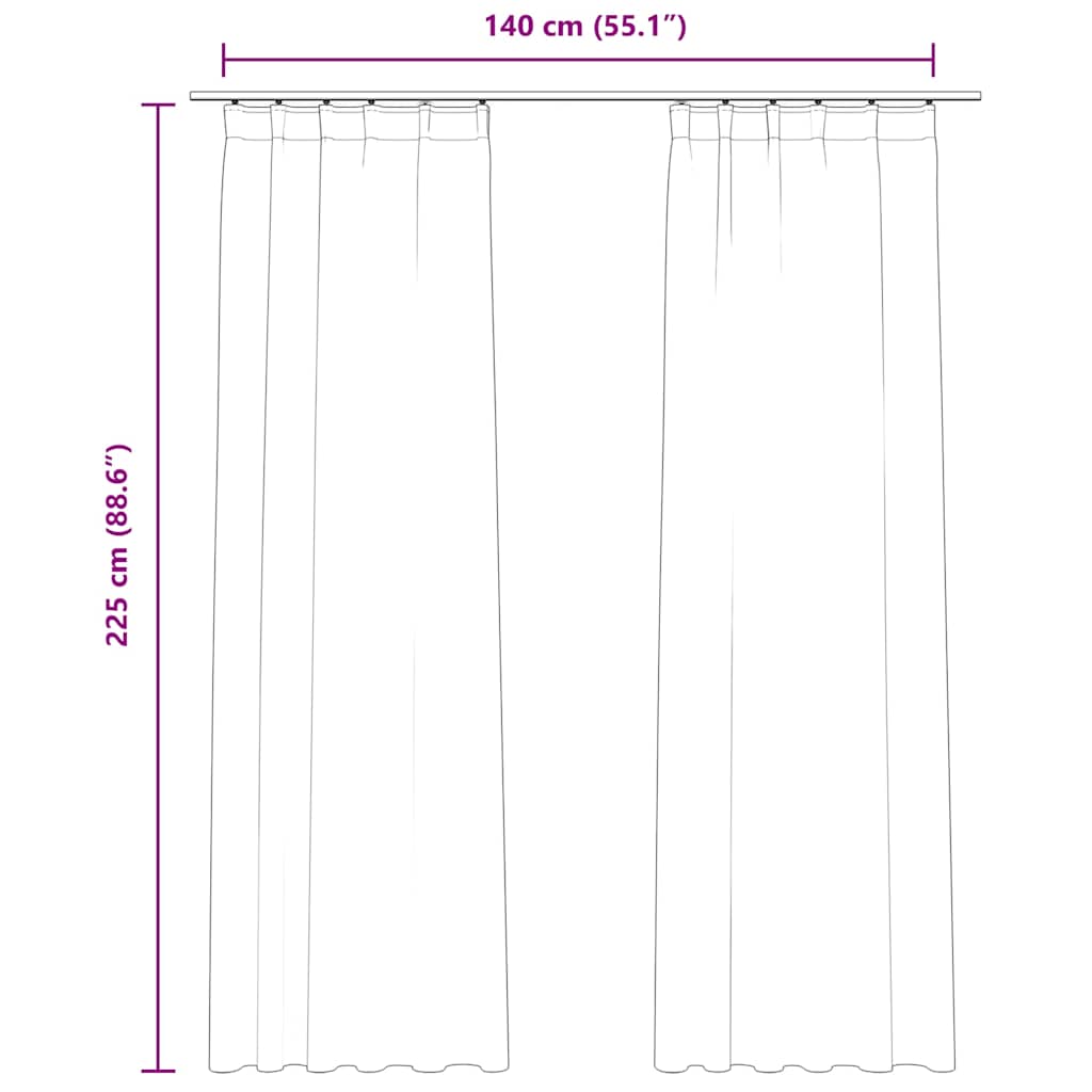 Blackout Curtains 2 pcs with Hooks Velvet Black 140x225 cm