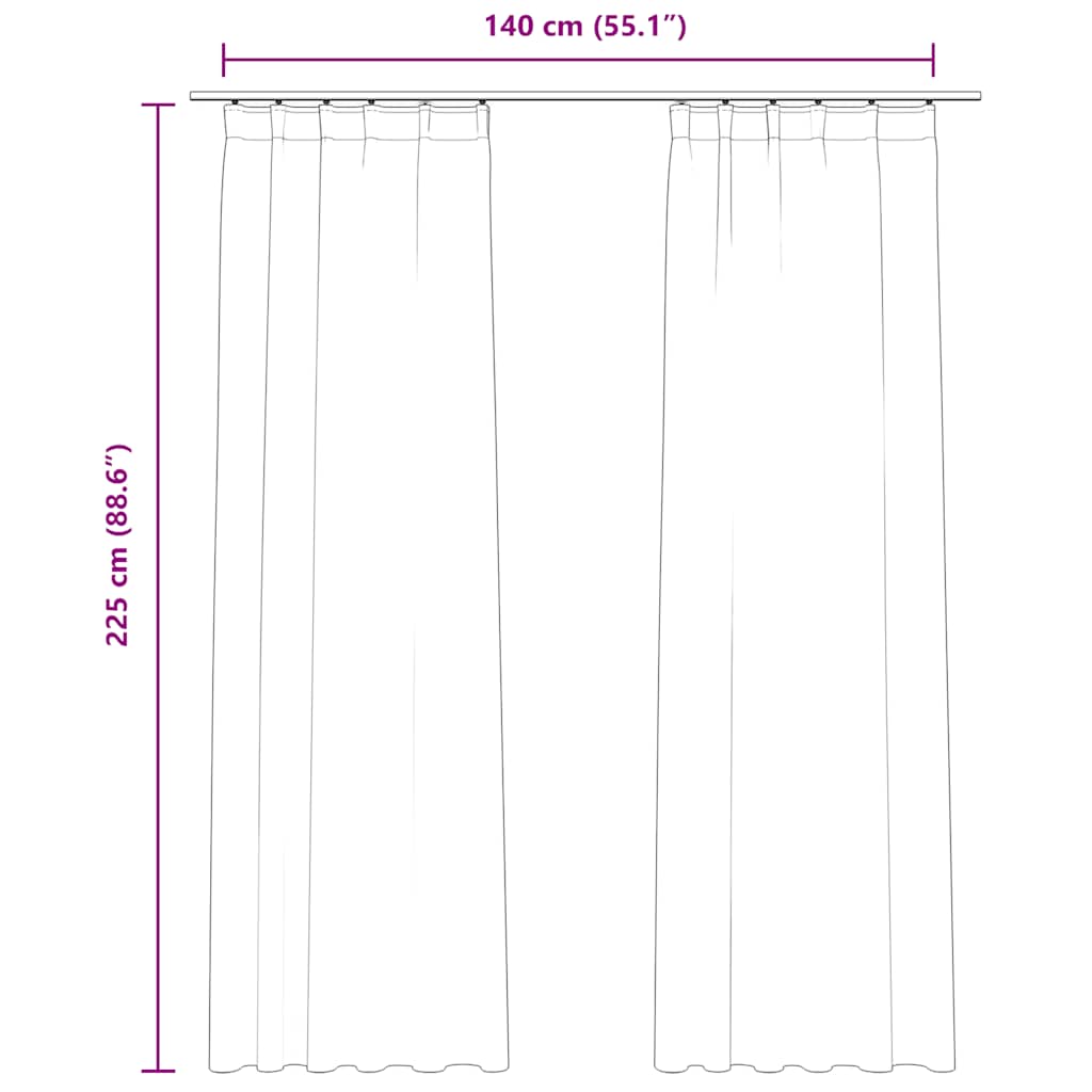 Blackout Curtains 2 pcs with Hooks Velvet Anthracite 140x225 cm