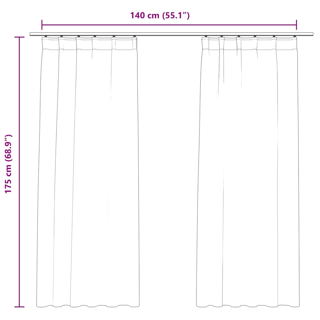 Blackout Curtains 2 pcs with Hooks Velvet Beige 140x175 cm