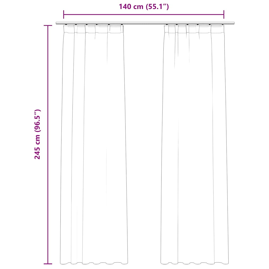 Blackout Curtains 2 pcs with Hooks Velvet Beige 140x245 cm