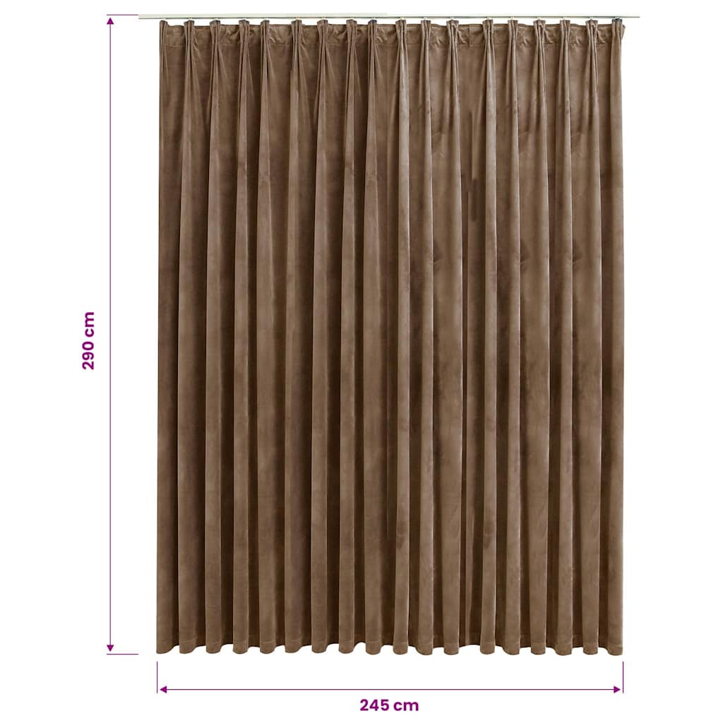 Blackout Curtain with Hooks Velvet Beige 290x245 cm