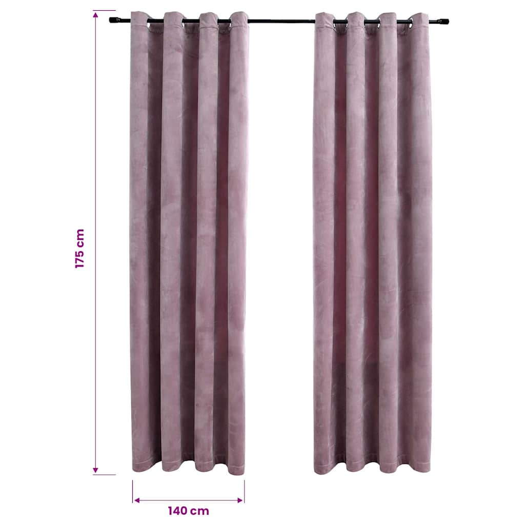 134520 vidaXL Blackout Curtains with Rings 2 pcs Velvet Antique Pink 140x175 cm