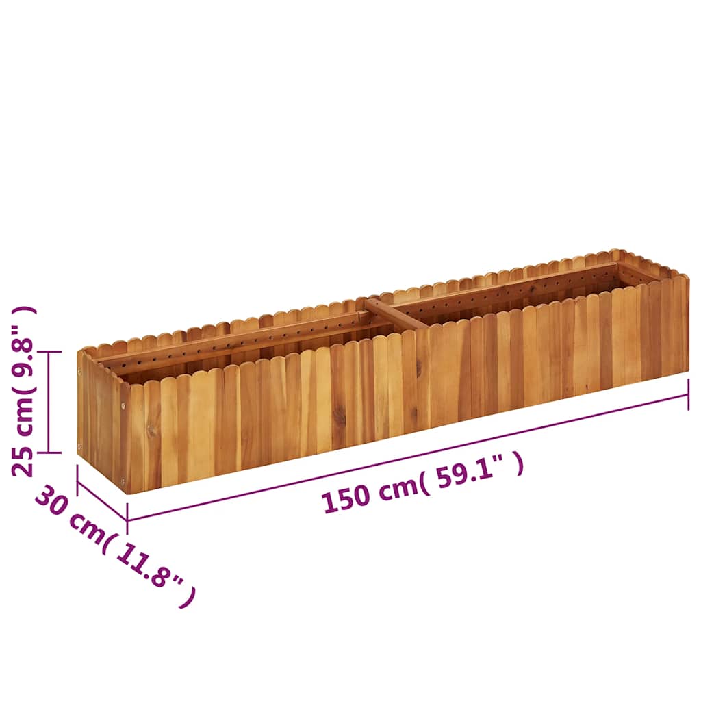 Garden Raised Bed 59"x11.8"x9.8" Solid Acacia Wood