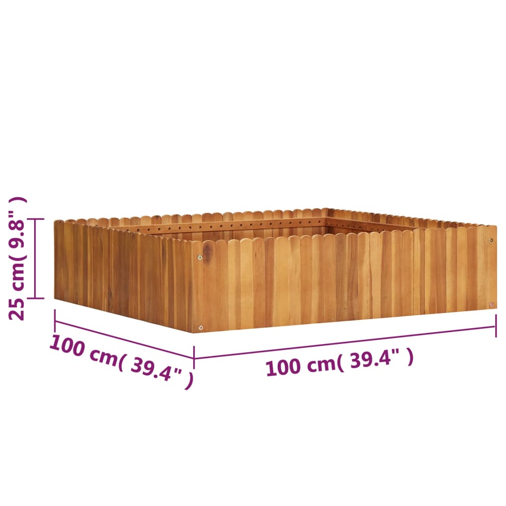 Raised Bed | Natural wood colour | Solid acacia wood | Medium | Durable