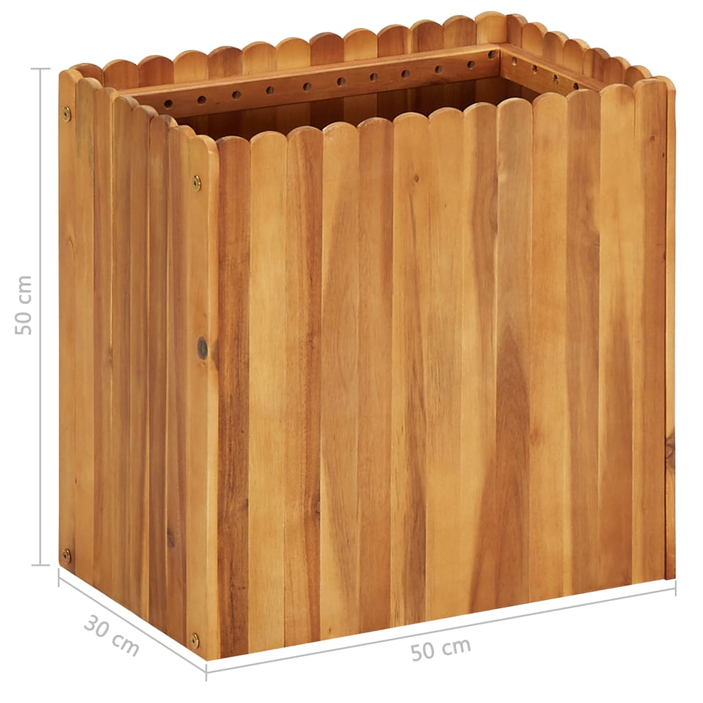 Raised Bed | Natural wood colour | Solid acacia wood | 50x30x50cm