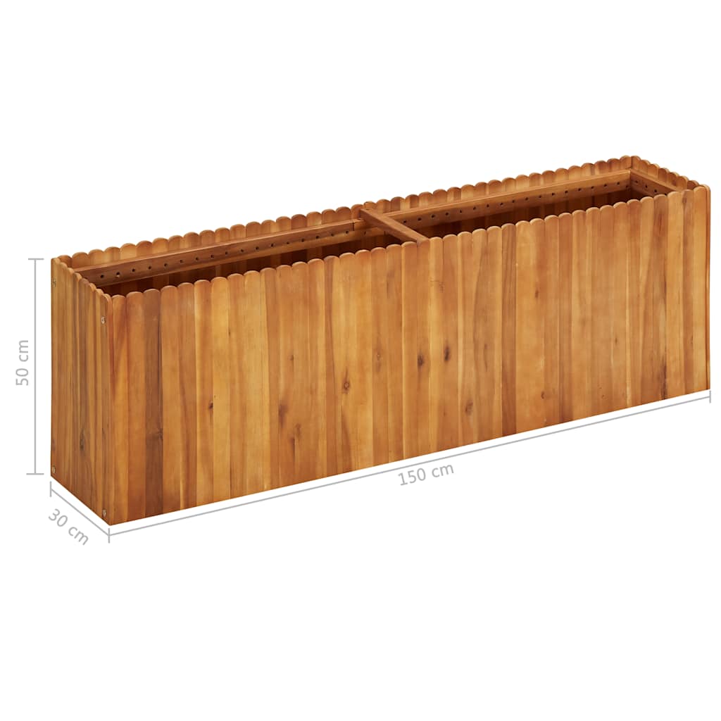 Raised Bed | Natural wood colour | Solid acacia wood | 150x30x50 cm