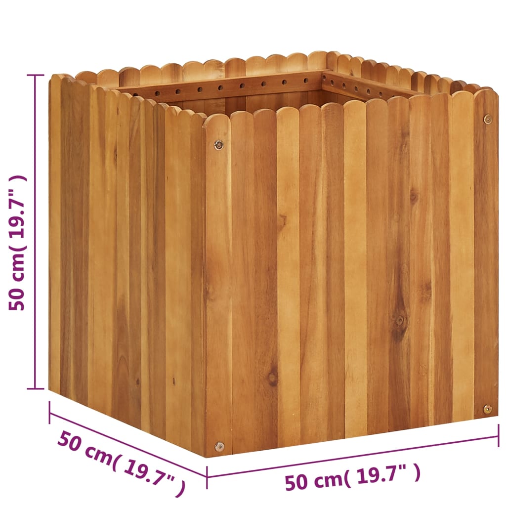 Raised Bed | Natural wood colour | Solid acacia wood | 50 cm | Planters