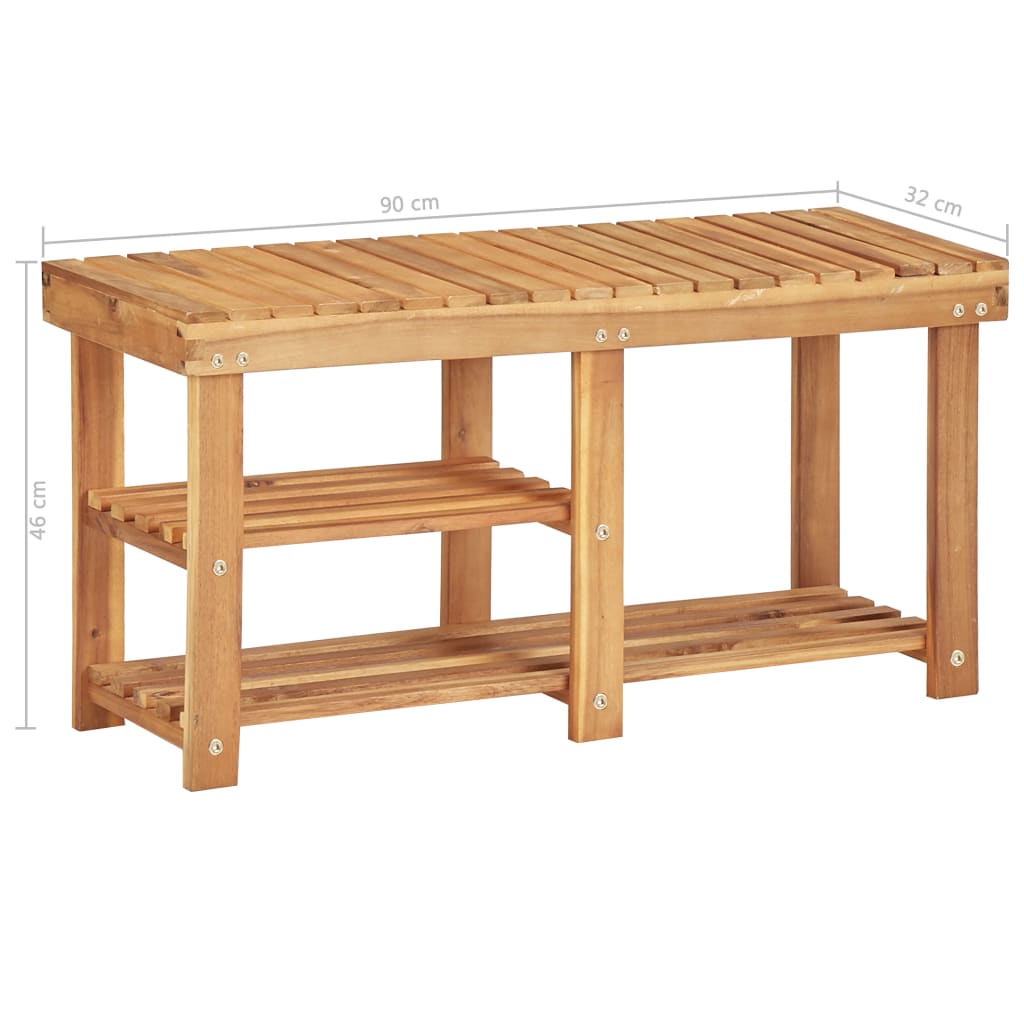 Shoe Rack | Natural wood colour | Solid acacia wood | Compact | Storage