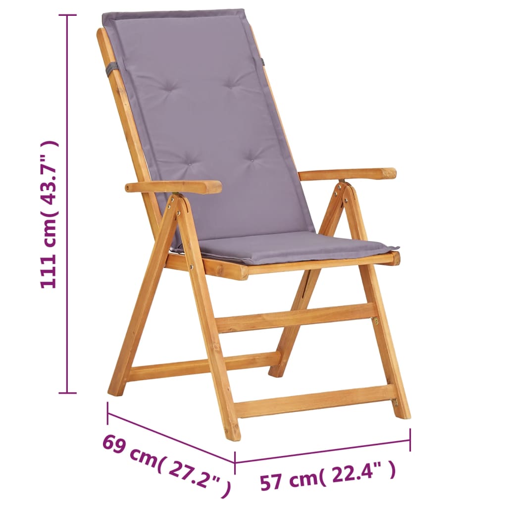 Reclining Patio Chairs 2 pcs Brown Solid Acacia Wood