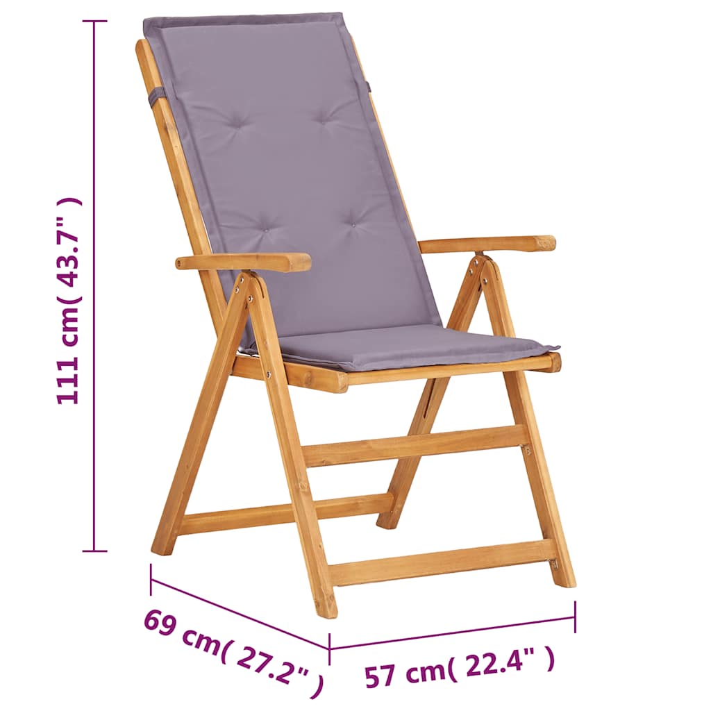 Reclining Folding Chairs 2 pcs Brown Solid Acacia Wood