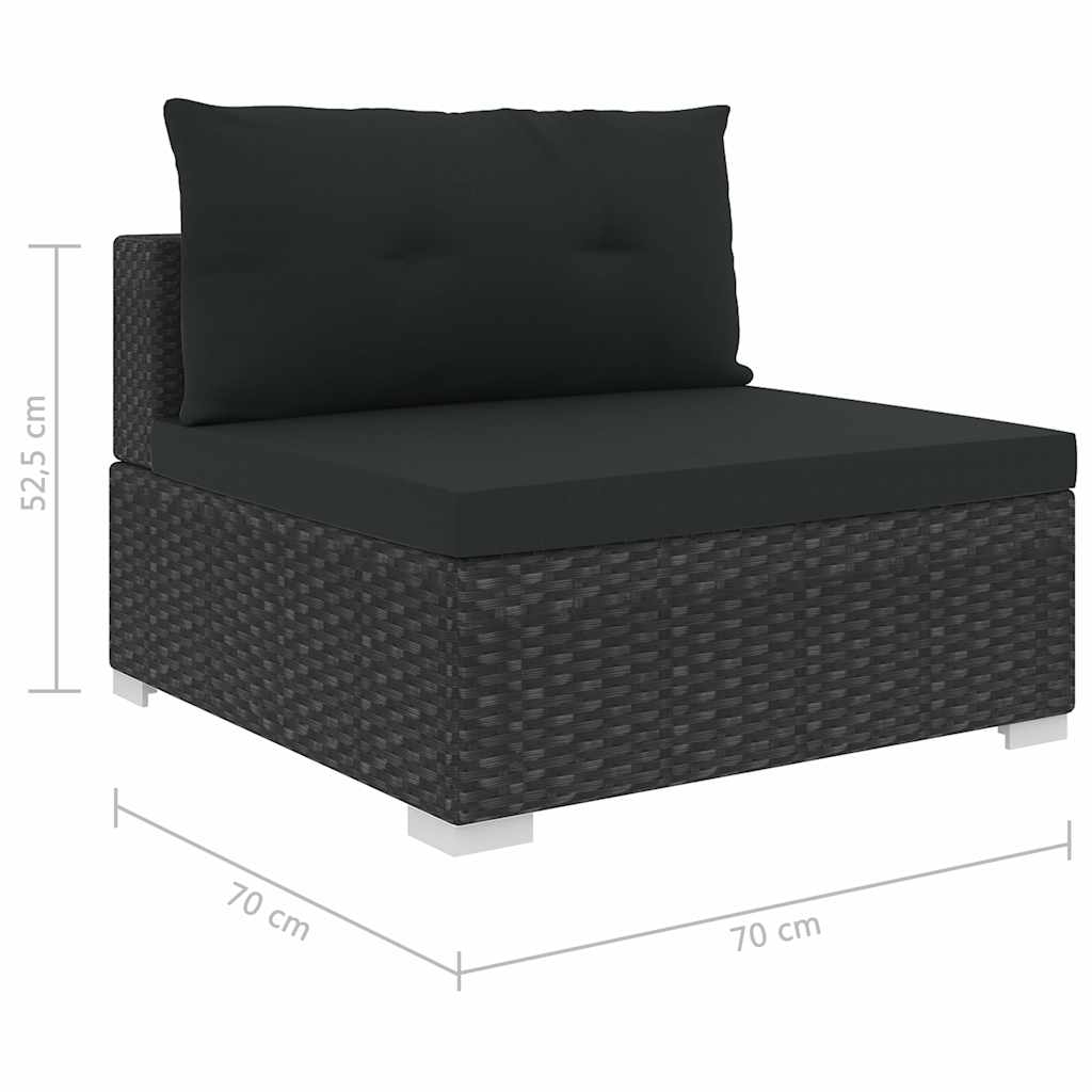 6 Piece Garden Lounge Set with Cushions Poly Rattan Black