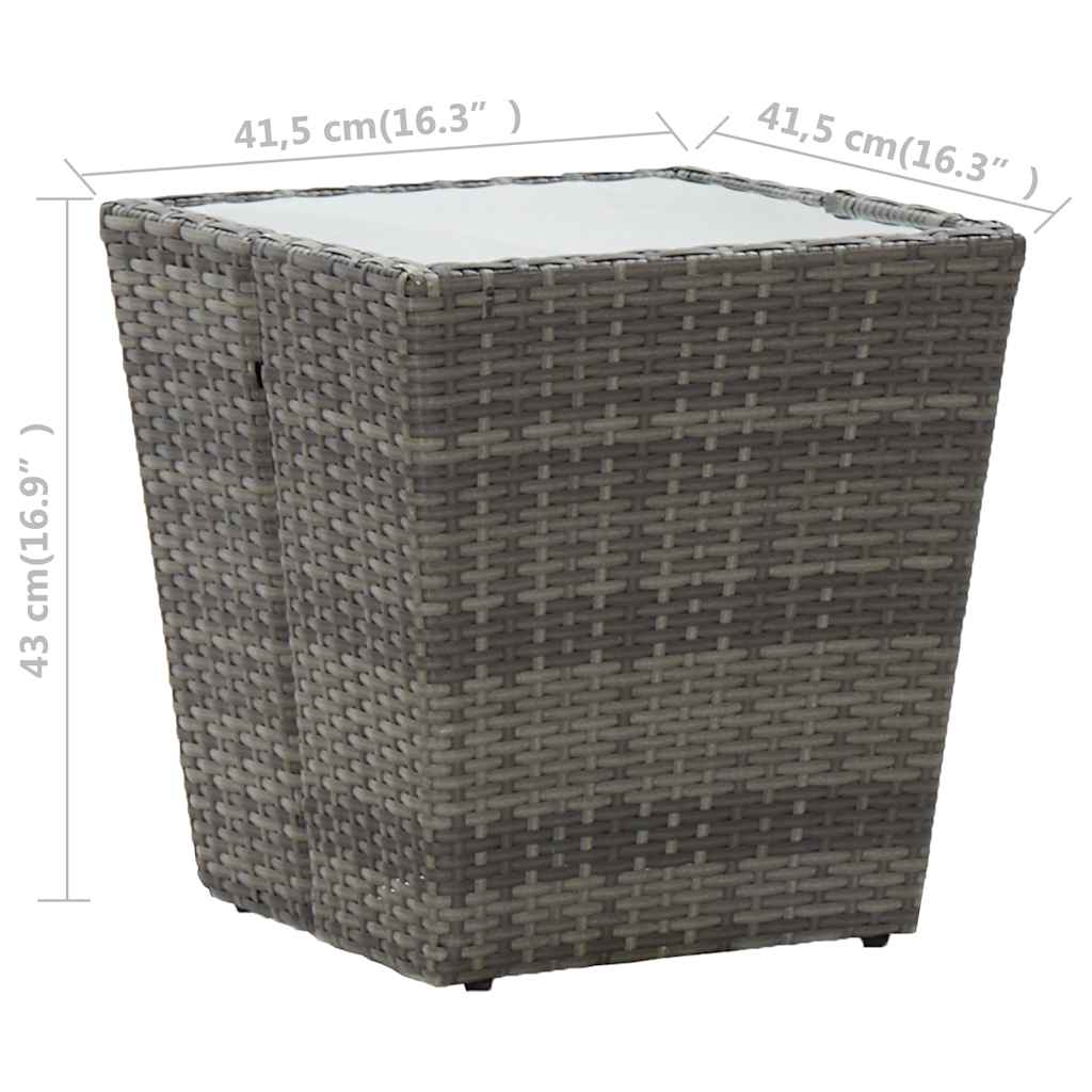 Tea Table | Grey and transparent | PE rattan, steel, tempered glass