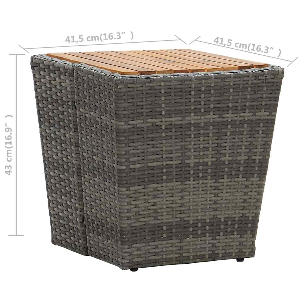 Tea Table | Grey and natural wood | PE rattan, steel, solid acacia wood