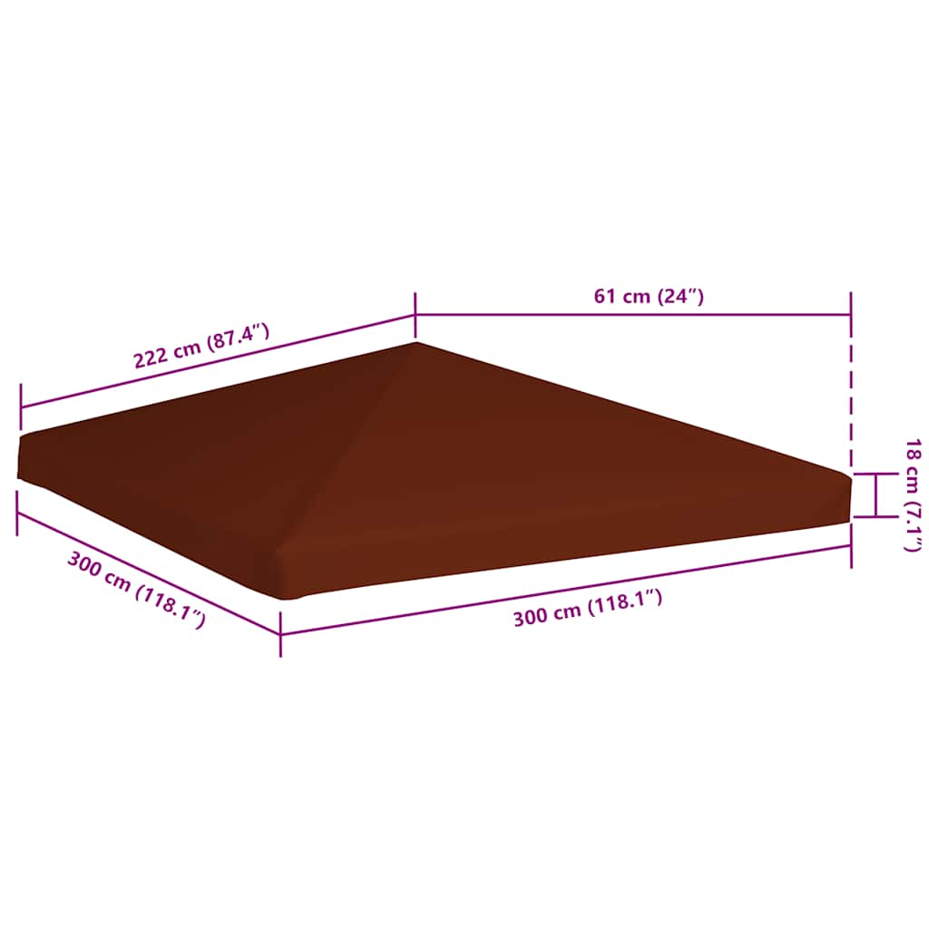 Gazebo Top Cover 310 g/m² 3x3 m Terracota