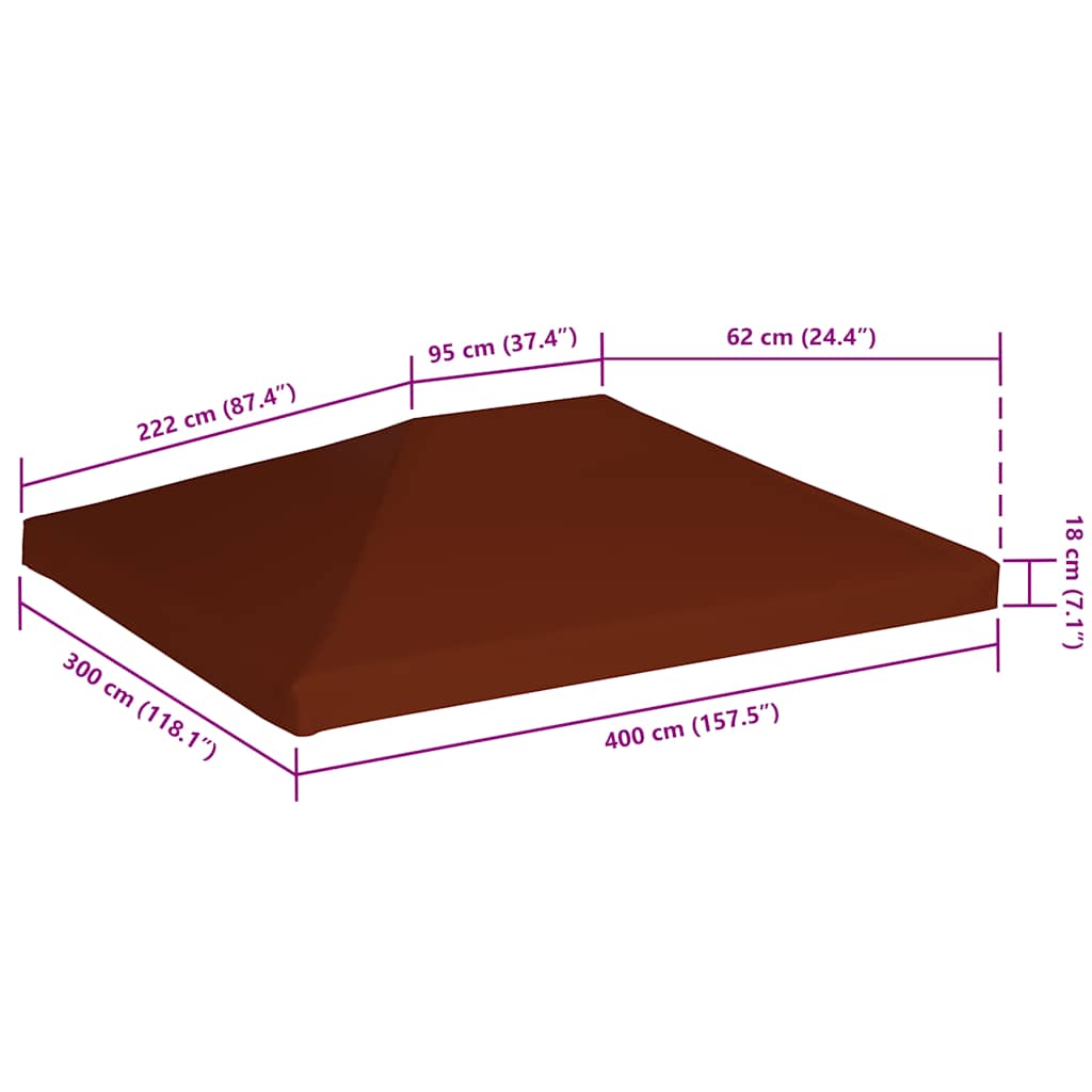 Gazebo Top Cover 9.1 oz/yd² 9.8'x13.1'Terracota